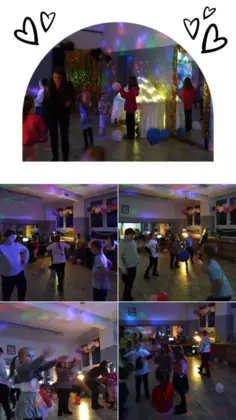 Kolaż zdjęć z zakończenia roku przedstawiający bawiące się dzieci