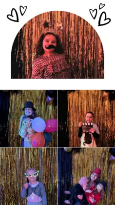 Kolaż zdjęć z zakończenia roku przedstawiający bawiące się dzieci