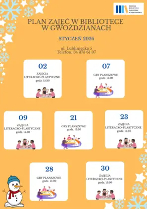 Styczeń 2026 - plan zajęć w Gwoździanach