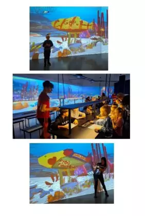 Kolaż zdjęć z wycieczki rodzinnej.