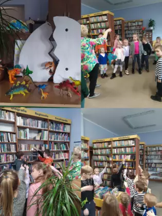 Kolaż zdjęć z poszukiwań dinozaurowego jaja.