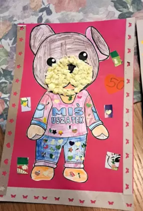 Miś uszatek zrobiony przez uczestniczkę zajęć.