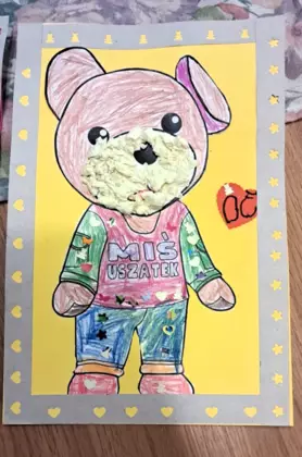 Miś uszatek zrobiony przez uczestniczkę zajęć.