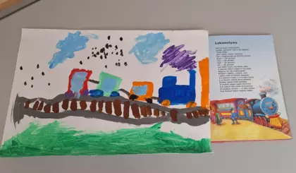 Lokomotywa stworzona przez Szymona, który bazował na wierszu J. Tuwima pt. Lokomotywa.