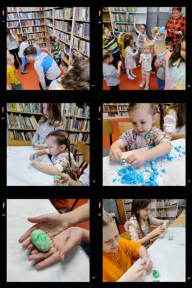 Kolaż zdjęć z zajęć feryjnych.