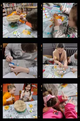 Kolaż zdjęć z zajęć feryjnych.