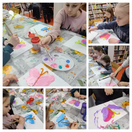 Kolaż zdjęć z zajęć w Łagiewnikach Małych.