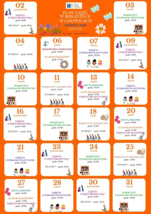 PLAN ZAJĘĆ W BIBLIOTECE W LISOWICACH - MARZEC 2026