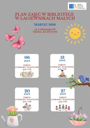 PLAN ZAJĘĆ W BIBLIOTECE W ŁAGIEWNIKACH MAŁYCH - MARZEC 2026