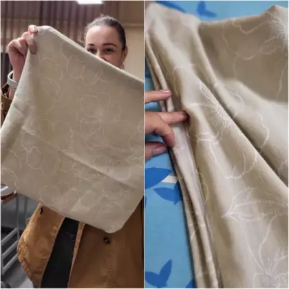 Kolaż zdjęć z warsztatów szycia poduszek na maszynie.