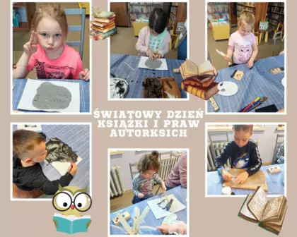 Dzieci w trakcie pisania na glinianych tabliczkach, pisania gęsim piórem, na drewnie i woskowej tabliczce.