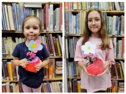 Kolaż zdjęć . Dzieci przedstawiają swoje prace.