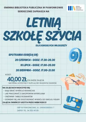 LETNIA SZKOŁA SZYCIA dla dorosłych i młodzieży