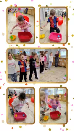 Kolaż zdjęć. Dzieci łowią rybki na czas.