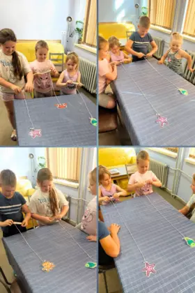 Dzieci podczas gry zręcznościowej.