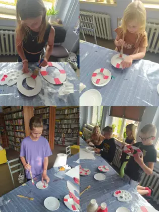 Kolaż zdjęć ze zajęć plastycznych.