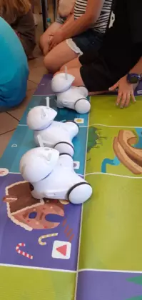 Zdjęcie przedstawia trzy roboty Photon.