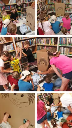 Kolaż zdjęć z zabawy odgadnij co mam w koszyczku.