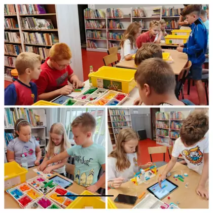 Kolaż zdjęć z robotyki Lego.