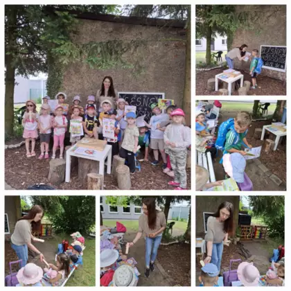 Kolaż zdjęć z wręczenia dyplomów przedszkolakom.