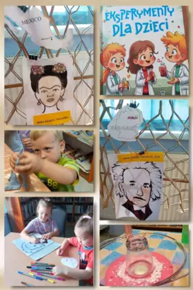 Kolaż zdjęć.  Dzieci robią masy sensoryczne.