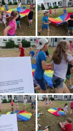 Zabawa na podwórku z chustą.