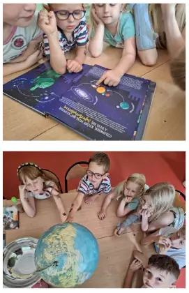 Kolaż zdjęć przedstawia dzieci na zajęciach plastycznych.