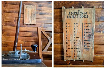 Dwa zdjęcia z przyrządem i kodem morsa.