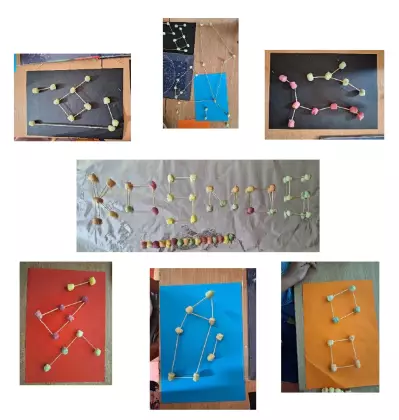 Kolaż zdjęć przedstawia prace plastyczne.