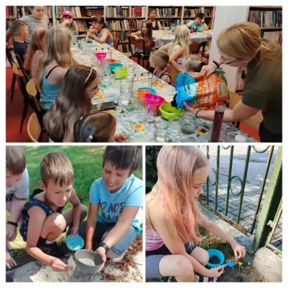 Kolaż zdjęć ze spotkania przyrodniczego - co się kryje pod naszymi stopami.