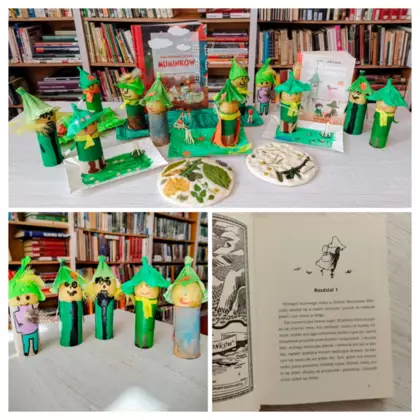 Praca plastyczna dzieci-włóczykij z rolki papieru.