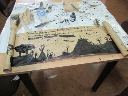 Lekcja biblioteczna 'historia pisma' w lisowicach