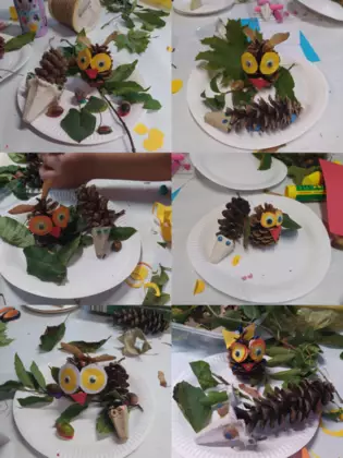 Kolaż zdjęć, który przedstawia prace dzieci.