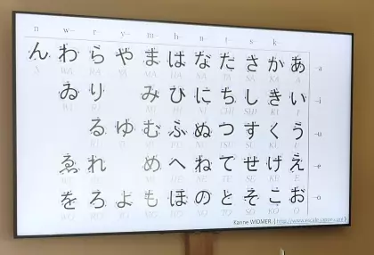 Na ekranie znaki japońskie.