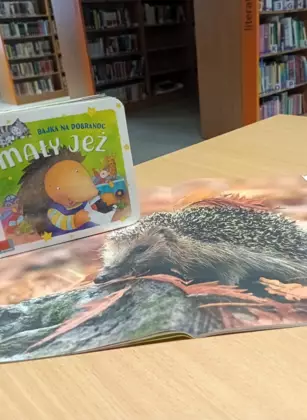 Książeczka pt. Mały jeż oraz plakat jeża.