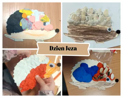 Kolaż zdjęć. Jeże uczestników.