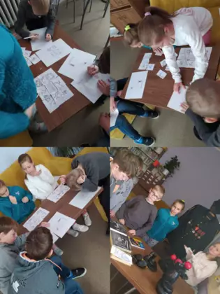 Kolaż zdjęć z zajęć z uczniami kl.3